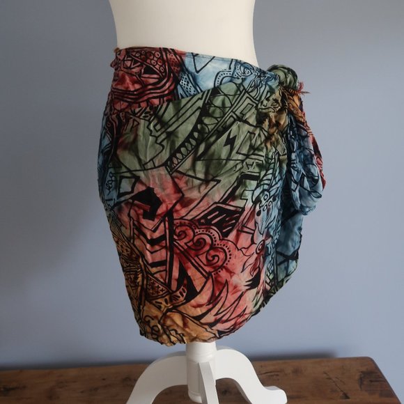 Other - 3 FOR $20 BEACH WRAP SARONG TRIBAL MULTI TIE DYE